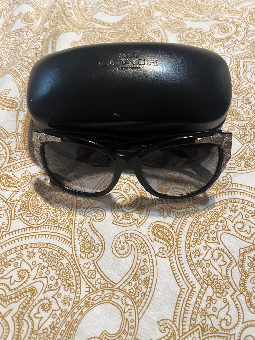 Coach Black Sunglasses with Silver Decorative Corners